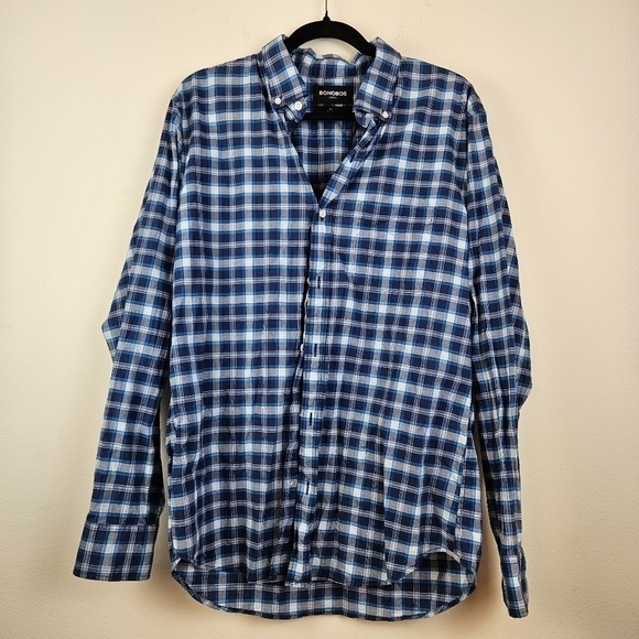 Bonobos check led long Sleeved slim fit Shirt Size L - Picture 1 of 7